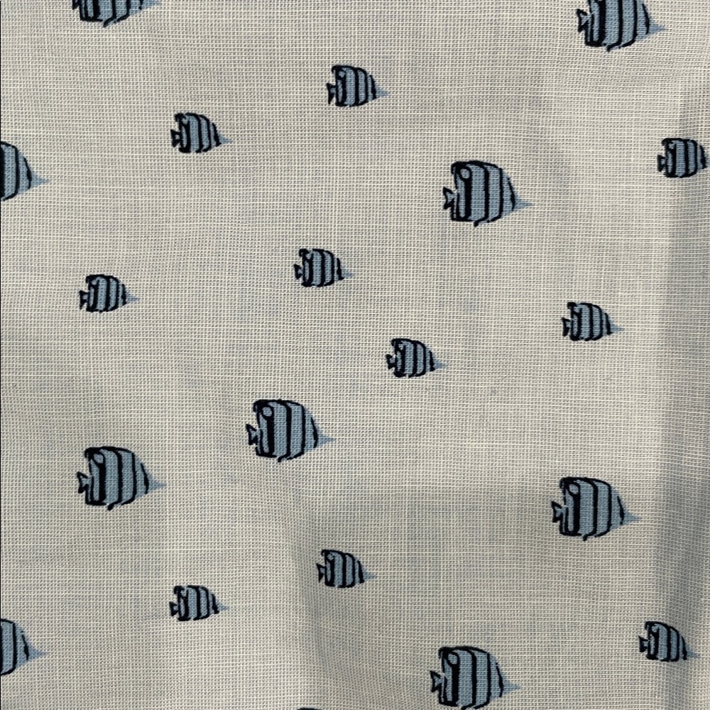 Bar III Blue Fish Pattern Cotton Button Down Shirt - Picture 3 of 5